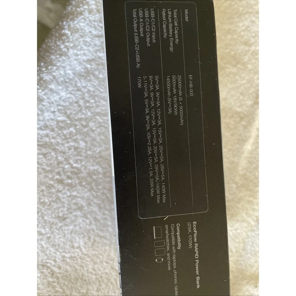 Laptop Power Bank 25K 170W Portable Charger 2 140W USB-C Ports 1 usb A TFT Scr